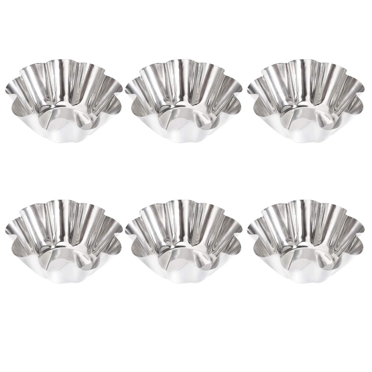 12Pcs Stainless Steel Egg Tart Molds - Reusable Baking Cups for Muffins, Cupcakes & Cookies | Cabilock Tart Pans for Home Kitchen Baking | Perfect for Parties, Desserts & Holiday Treats (Silver)