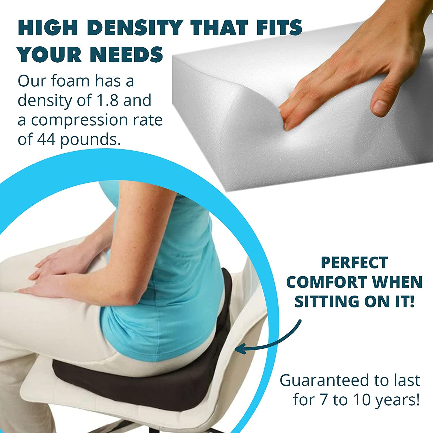 FOAMMA 4x19x21 Inch High Density Upholstery Foam Cushion - Perfect for Dining Chairs, Wheelchair Seat Replacement, Sofa & Office Chair Padding - Durable Comfort Foam for Home & Commercial Use