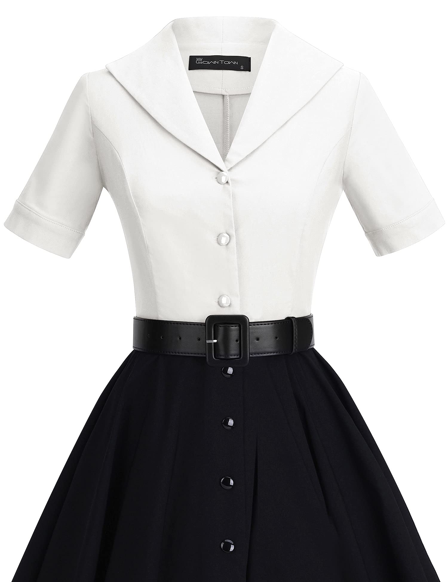 GownTown 1950s Vintage Women's Midi Shirt Dress with Belt - Elegant Cocktail Party Dress for Women | Perfect for Evening Parties, Weddings, and Special Occasions