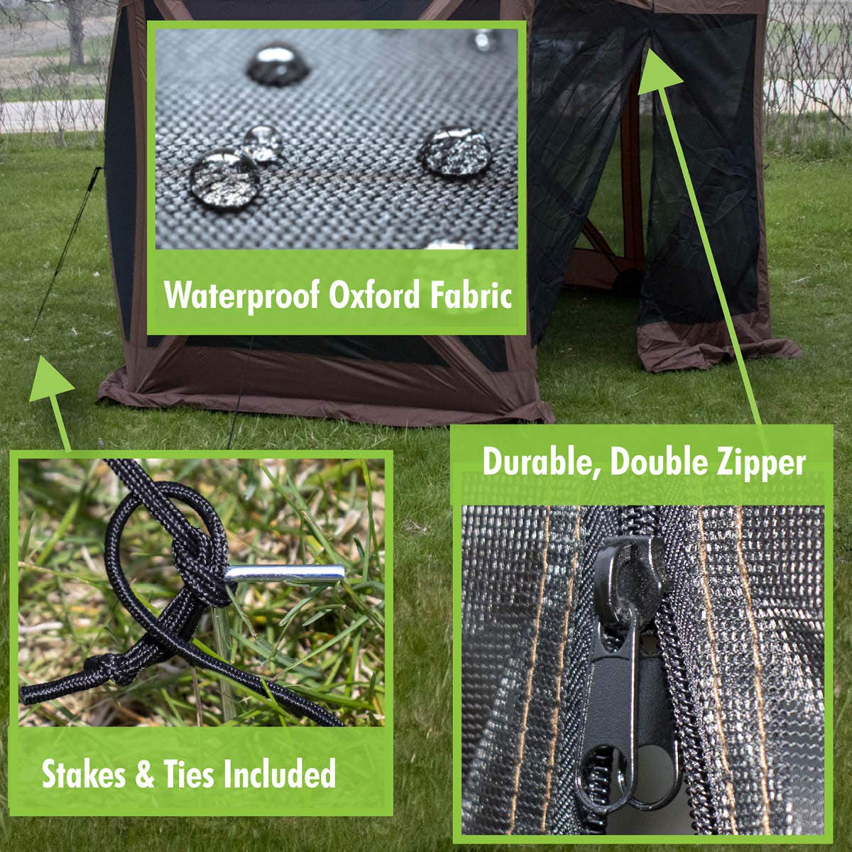 12'x12' Easy Up Popup Tent Gazebo with Mosquito Screen & Canvas Sides - Family Sized Outdoor Canopy Shade for Camping, Backyard, Patio, and Garden Gatherings | Perfect for BBQs, Picnics, and Outdoor Events