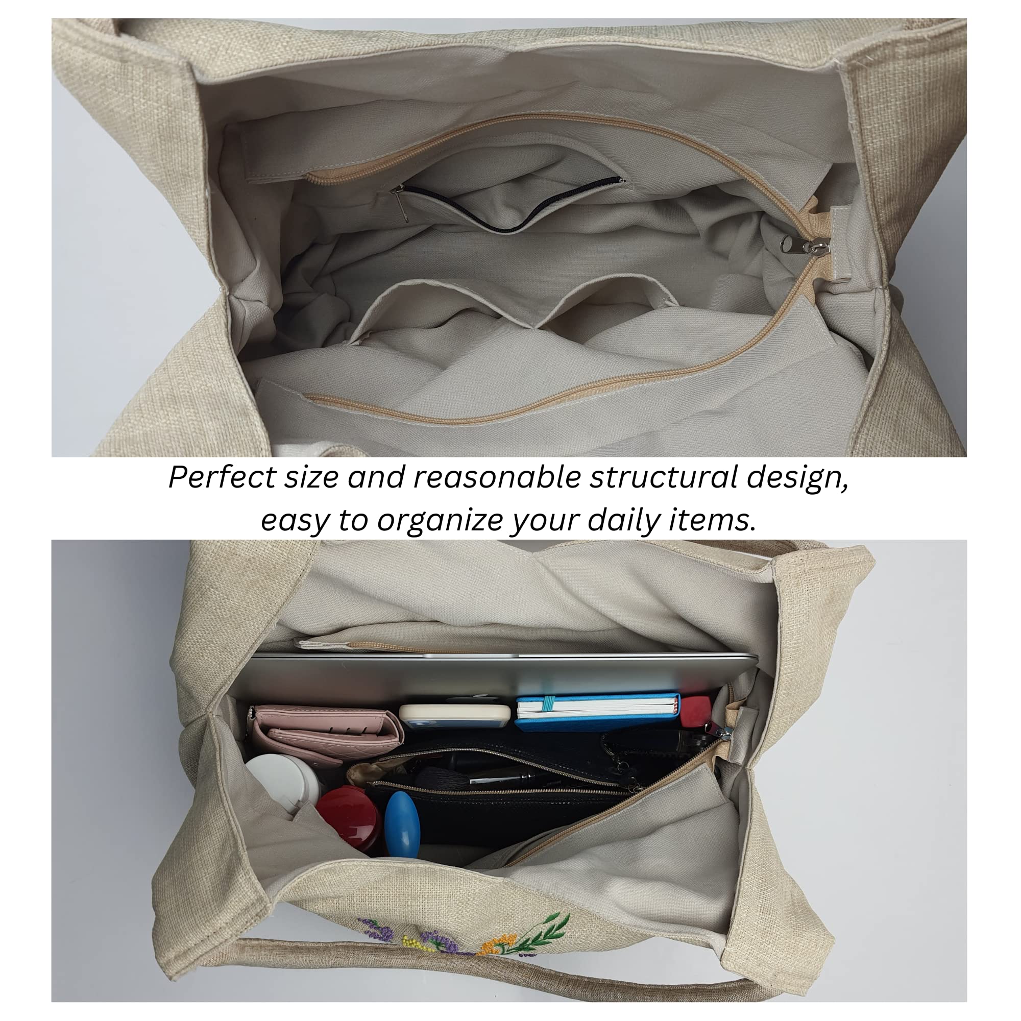 Stylish Embroidered Tote Bags for Women - Fashionable Shoulder Bag with Secure Zipper Closure - Perfect Hobo Handbag for Daily Use, Work & Travel - Ideal Mother's Day Gift for Women