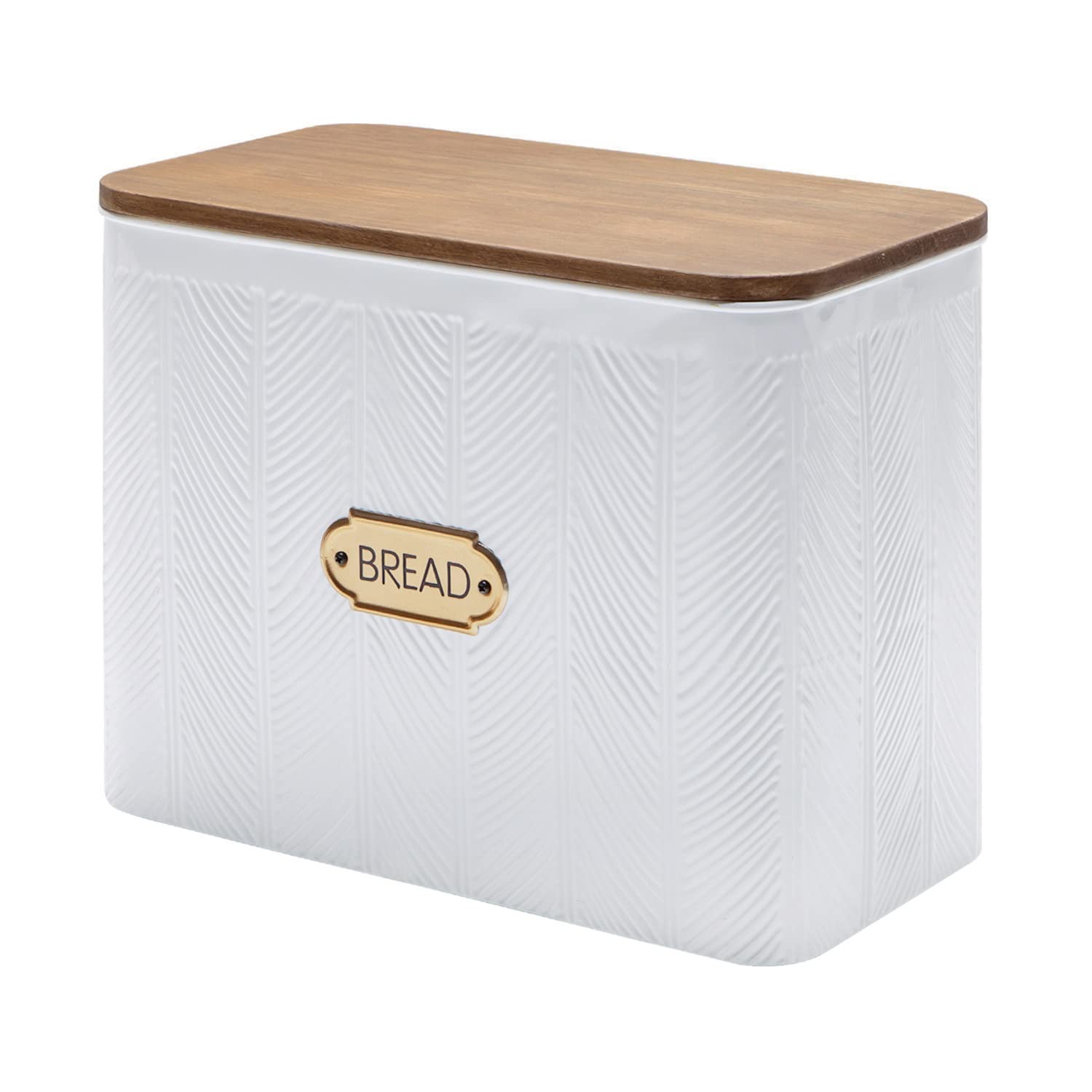 NIKKY HOME Extra Large Farmhouse Bread Box with Wood Lid - Holds 2 Loaves - Vertical Space Saving Bread Storage Bin for Kitchen Countertop - Perfect for Organizing Bread, Baguettes & Pastries in White