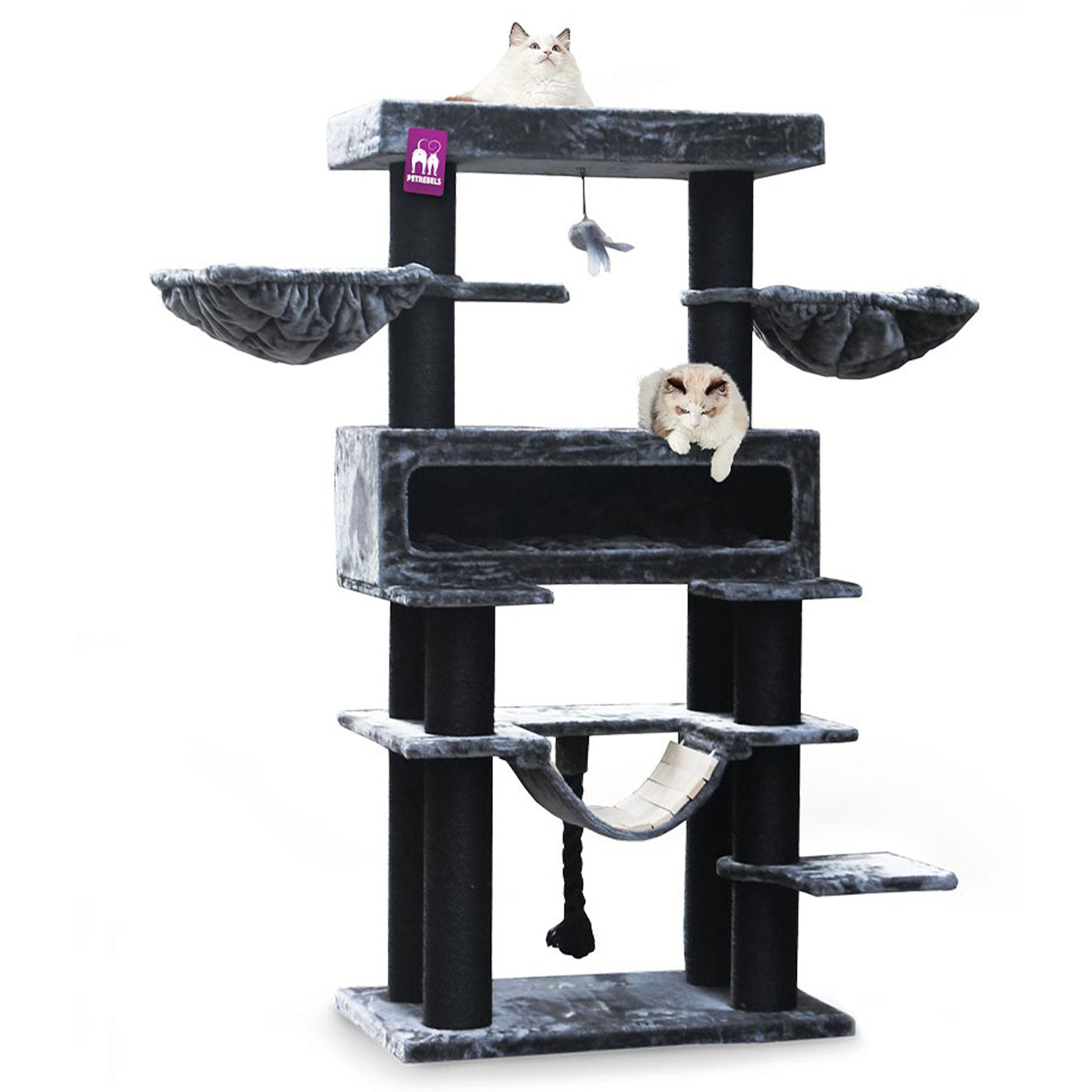Lucky Rebels Lookout 198cm Cat Tree - Large Multi-Level Cat Tower with Scratching Posts & Perches for Indoor Cats | Perfect for Play, Rest & Climbing in Home or Apartment