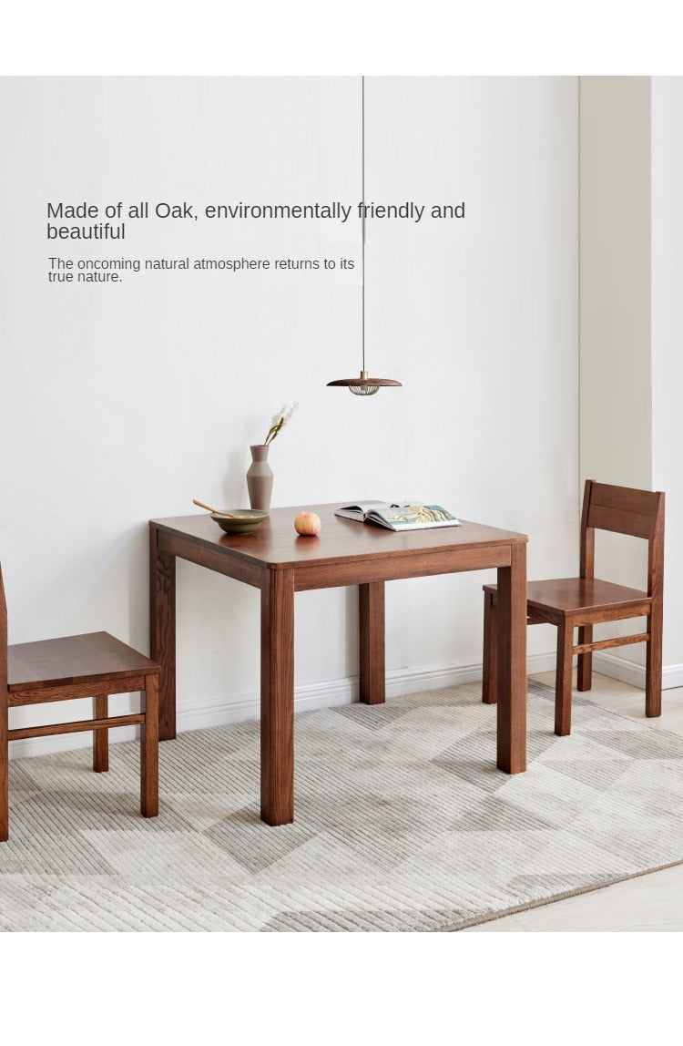 Solid Oak Wood Square Dining Table - Rustic Farmhouse Style for Kitchen, Dining Room & Small Space Gatherings