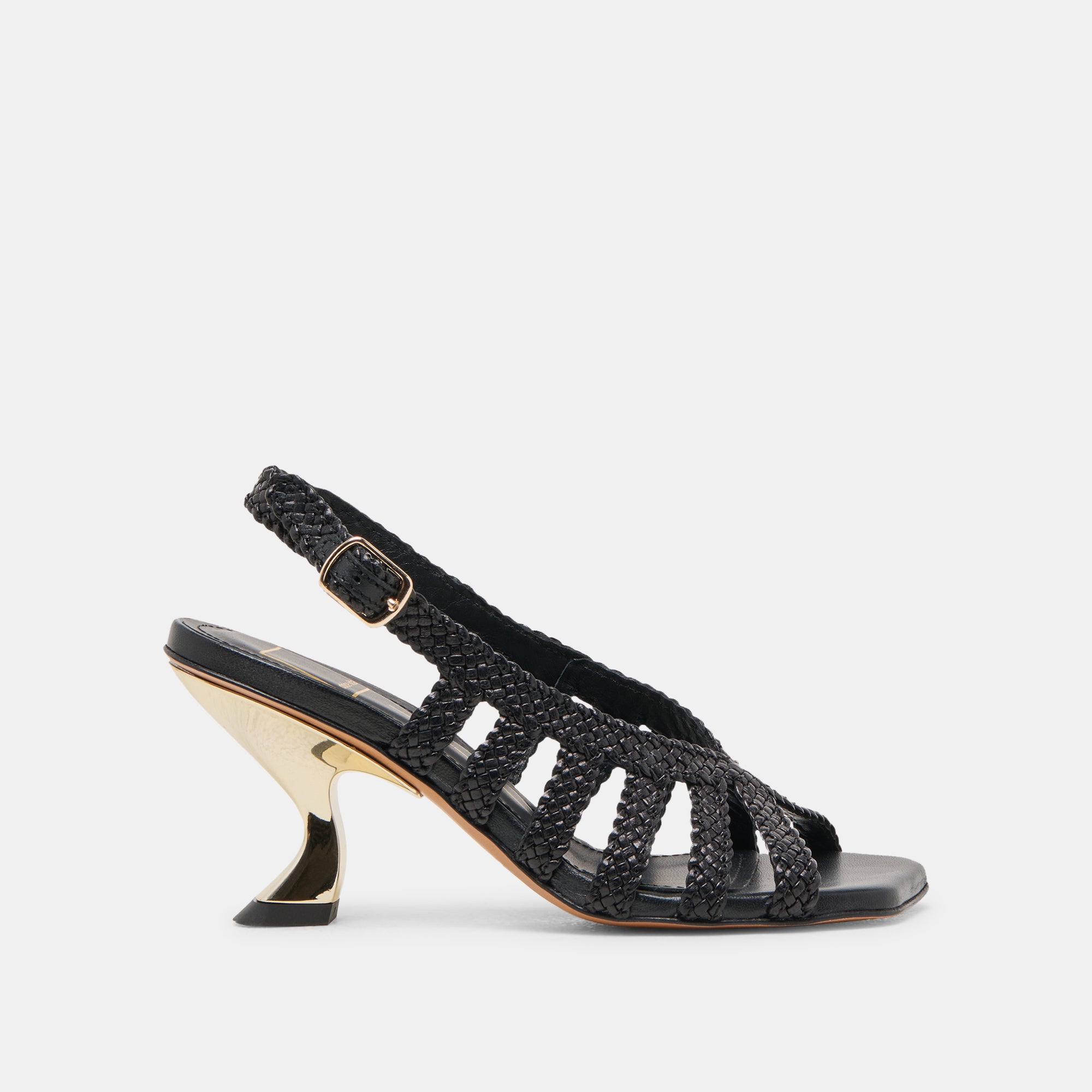 Sicily Black Woven Leather Heels for Women - Elegant High Heel Pumps for Party, Wedding & Office Wear
