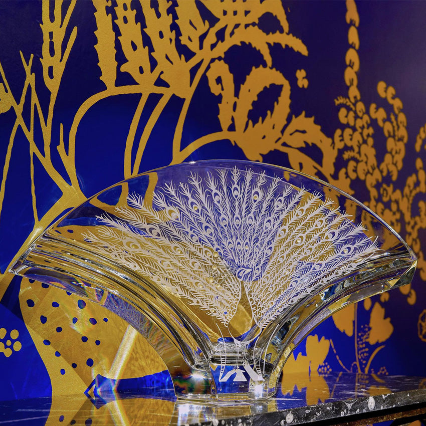 Baccarat Ginkgo Peacock Vase - Elegant Handcrafted Crystal Flower Vase for Home Decor, Wedding Centerpiece & Luxury Gift