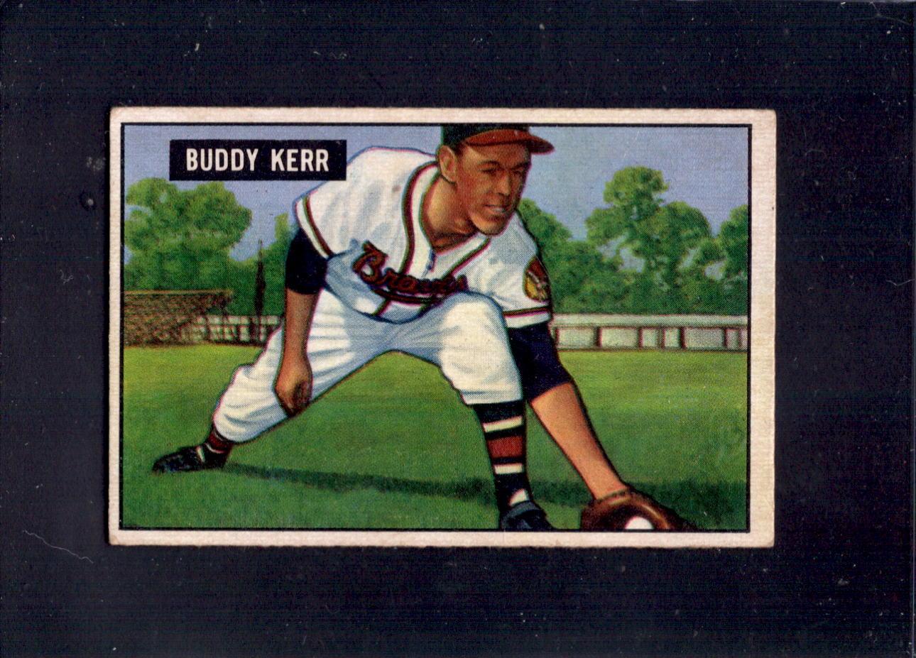 1951 Buddy Kerr Bowman #171 Braves Baseball Card - Vintage Collectible for Sports Memorabilia & Fan Display