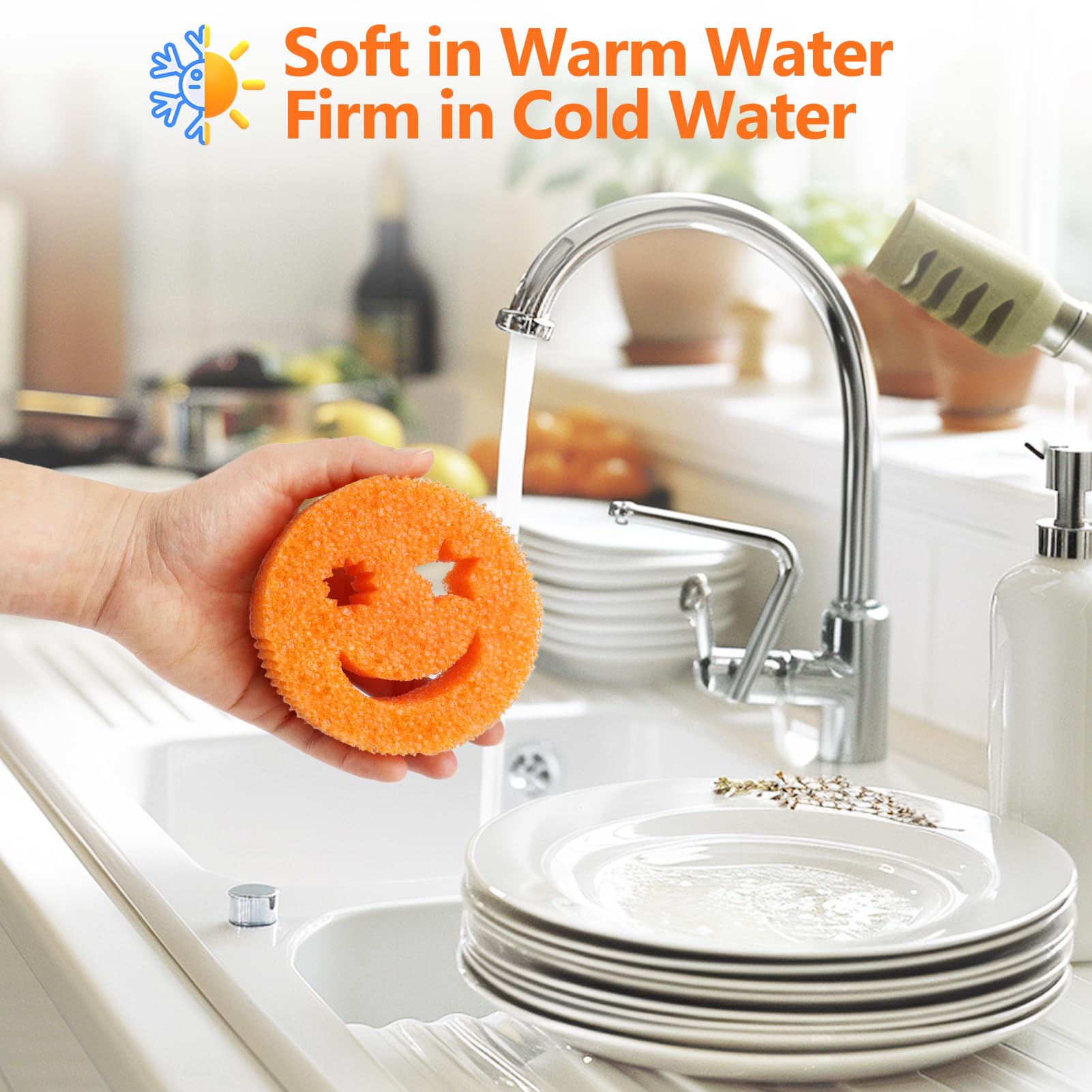 Scratch-Free Dish Sponges (6 Pack) - BPA Free Kitchen & Bath Scrubbers for Odor Control