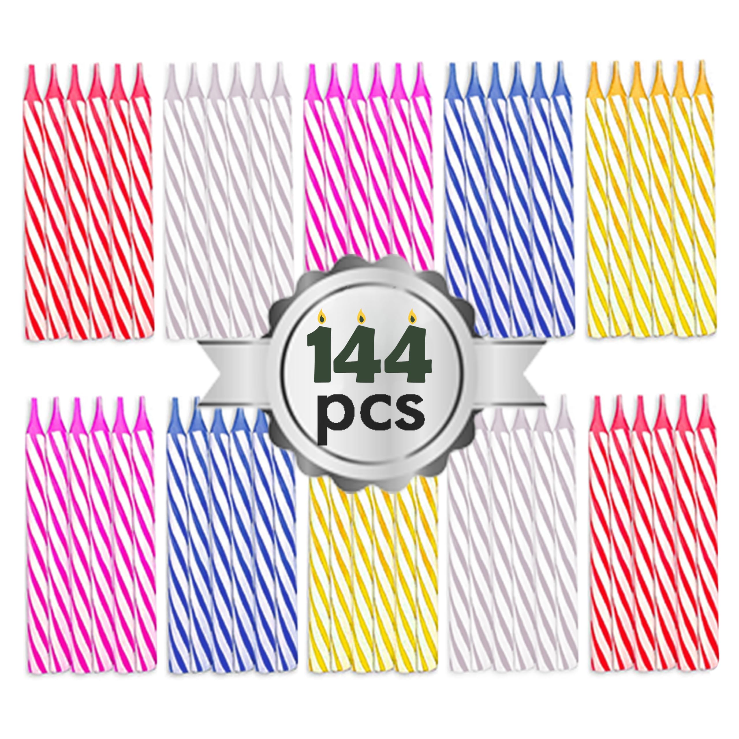 144-Pack Multicolor Birthday Cake Candles - Small Decorative Candles for Birthday Parties, Cakes, Cupcakes & Celebrations | Perfect for Kids & Adult Birthday Decorations