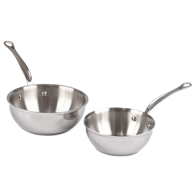 Mauviel M'Cook Curved Splayed Stainless Steel Saute Pan - Professional Chef-Grade Cookware for Searing, Sautéing & Deglazing | Perfect for Home Kitchens & Culinary Schools