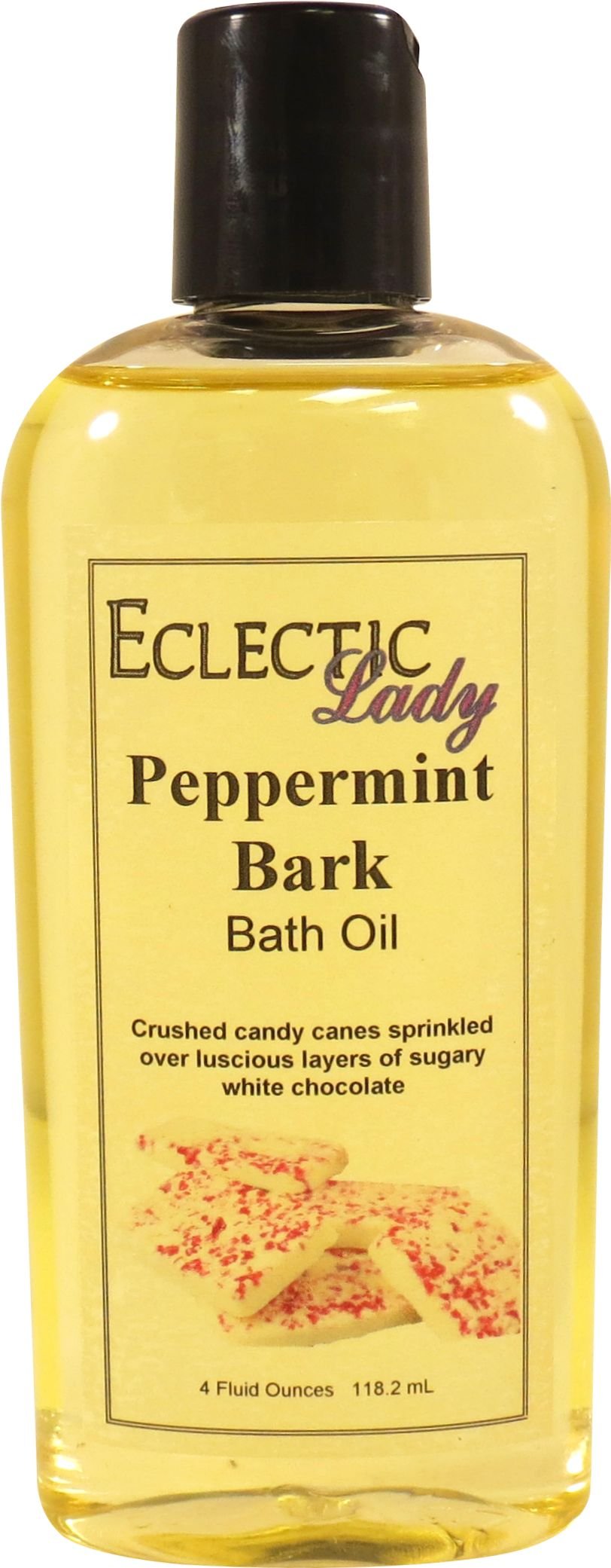 Peppermint Bark Scented Bath Oil by Eclectic Lady - Relaxing & Moisturizing Body Oil for Dry, Rough & Sensitive Skin - Daily Nourishing Shower Oil (4 oz) - Perfect for Stress Relief & Self-Care Spa Nights
