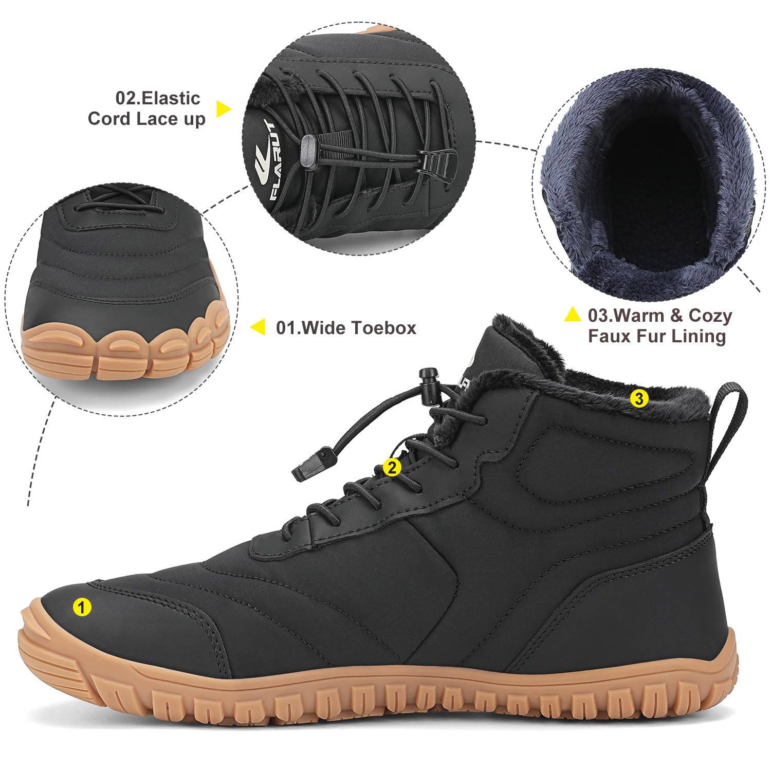 FLARUT Men's & Women's Snow Boots - Waterproof Winter Shoes with Warm Fur Lining, Anti-Slip Sole for Outdoor Activities | Perfect for Hiking, Snowy Days & Casual Wear