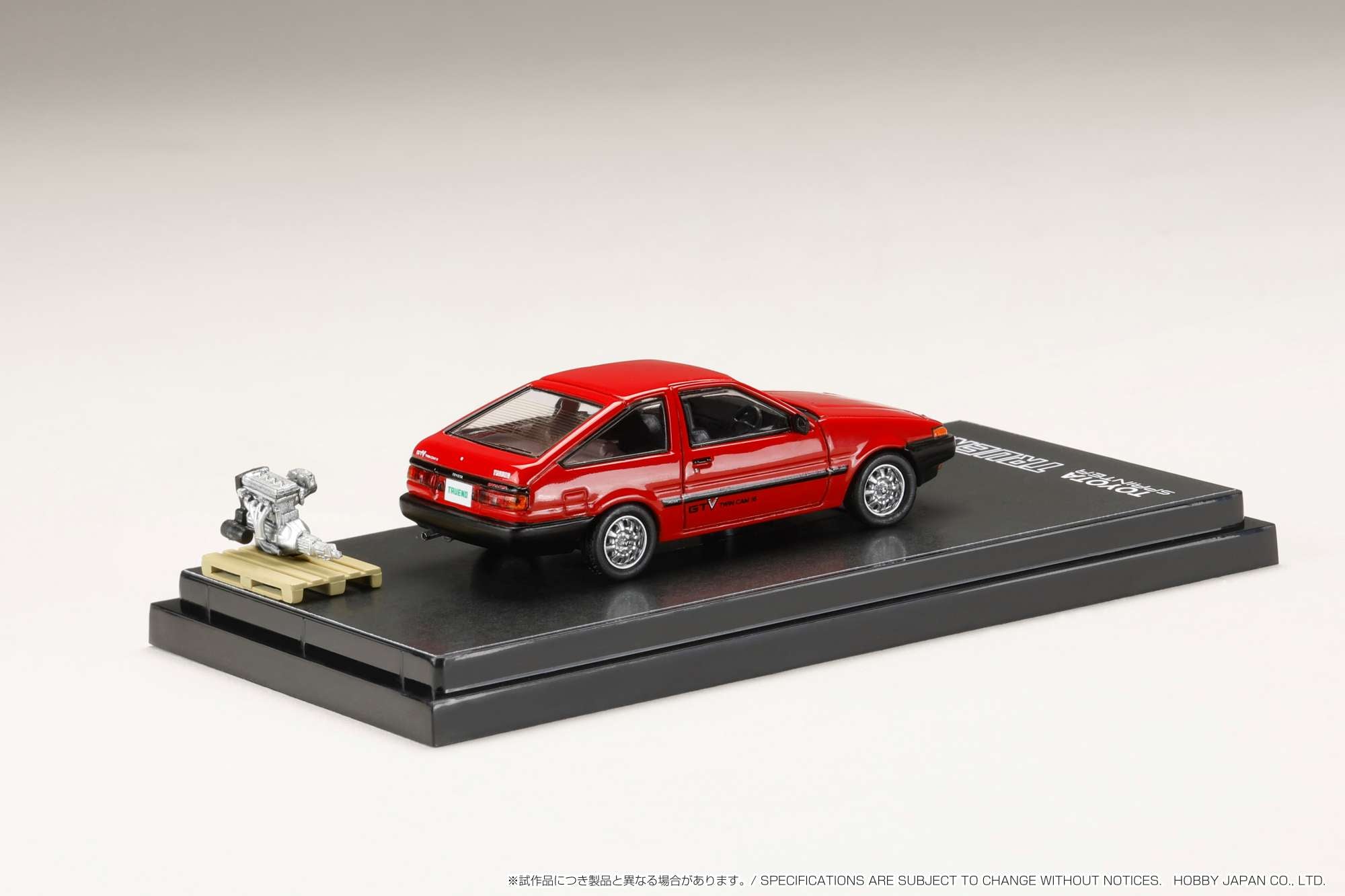 1:64 Toyota Sprinter Trueno GTV (AE86) Diecast Model Car - Red with Detailed Engine Display - Collectible Japanese Hobby Car for Display, Gifts & Racing Enthusiasts