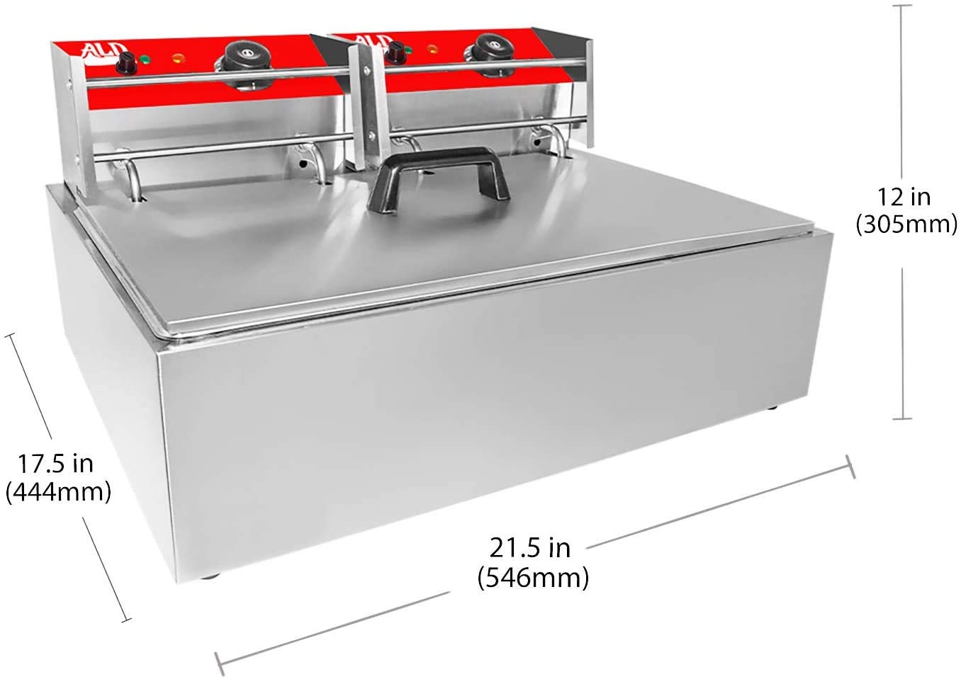 ALDKitchen Electric Deep Fryer - Stainless Steel Dual Basket (1 & 2 Baskets) for Home & Restaurant Use | Perfect for French Fries, Chicken Wings & More