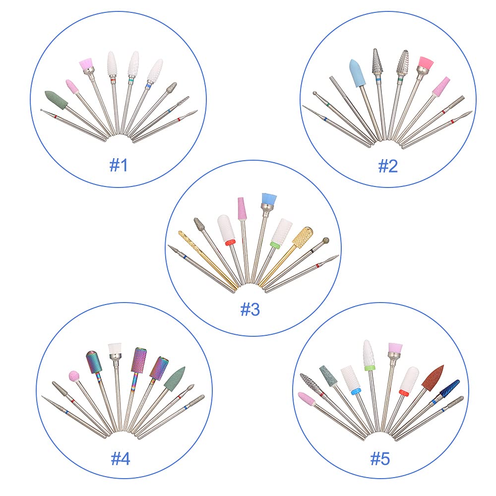 10PCS Professional Nail Art Kit with Nail Bits & Dust Brush - Manicure Tools for Acrylic, Gel Polish & Nail Extensions - Perfect for Home Salon & Professional Nail Technicians