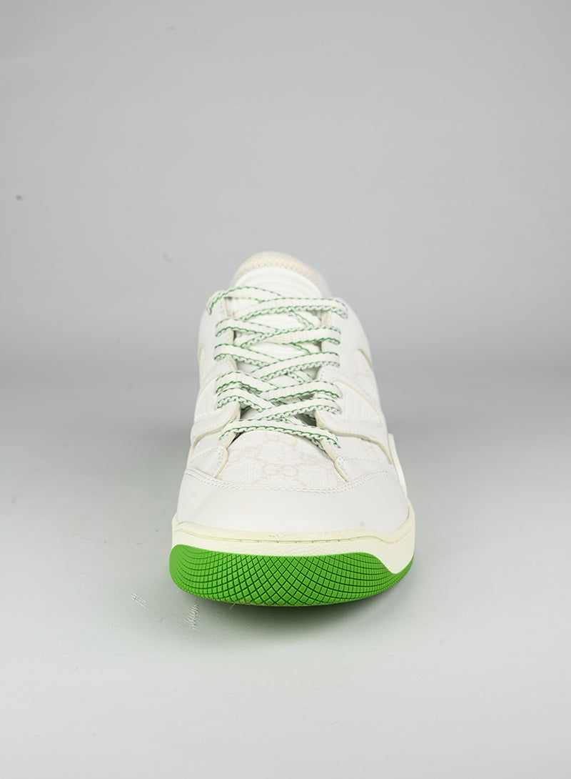 Gucci White and Green Basket Sneakers - Size 40 | Luxury Fashion Sneakers for Women, Streetwear & Casual Outfits