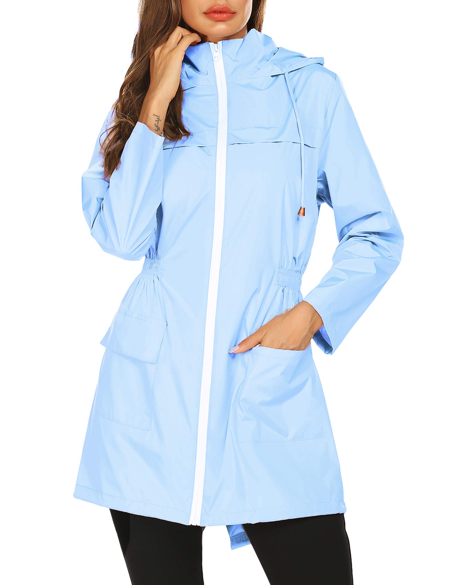 Women's Waterproof Lightweight Packable Hooded Raincoat - Perfect for Hiking, Camping & Outdoor Adventures