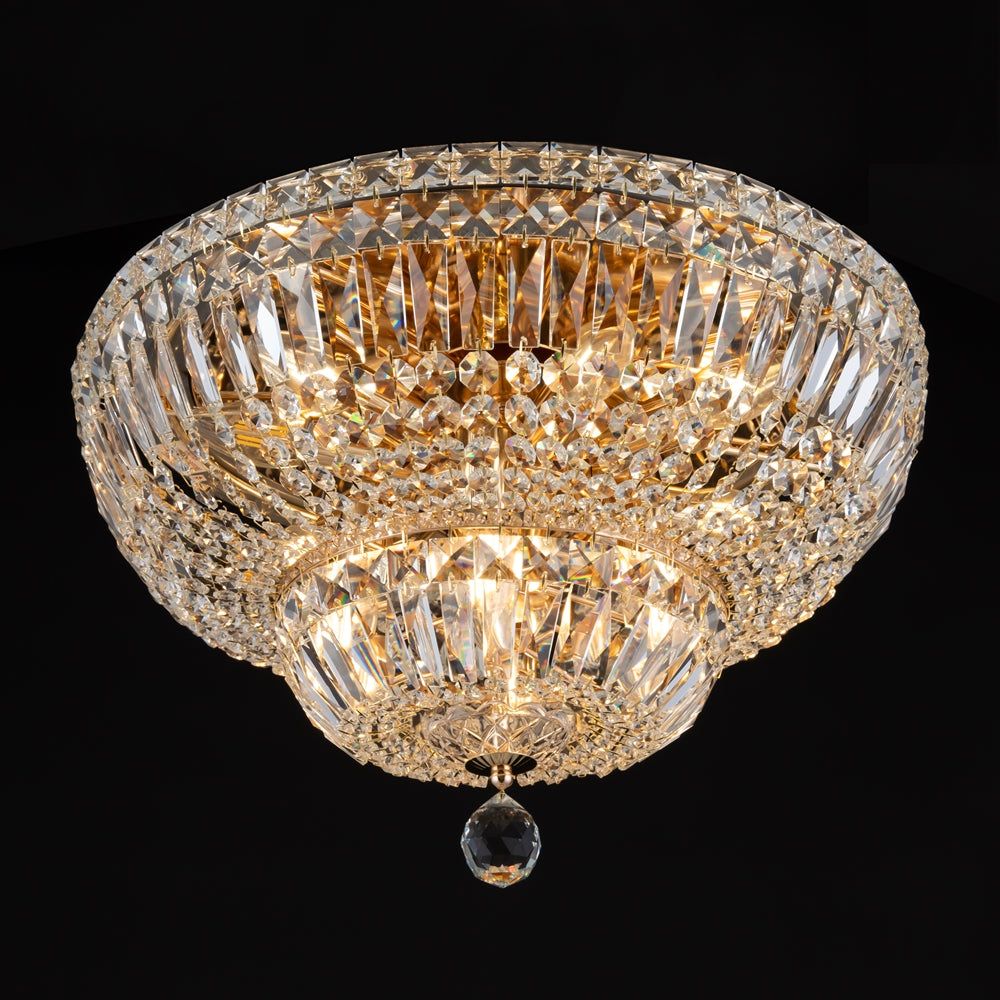 Basfor Crystal Ceiling Light Fixture - 16/12/3 Light Chandelier for Dining Room, Living Room & Bedroom - Elegant Modern Lighting for Home Decor
