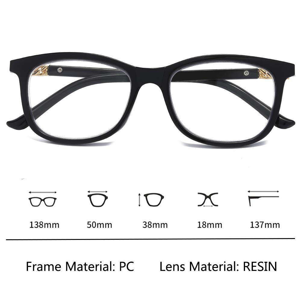 **Mwah Progressive Reading Glasses for Women - 2.5x Magnification, Blue Light Blocking, Stylish Black Frames - Perfect for Computer Work, Reading & Screen Time**