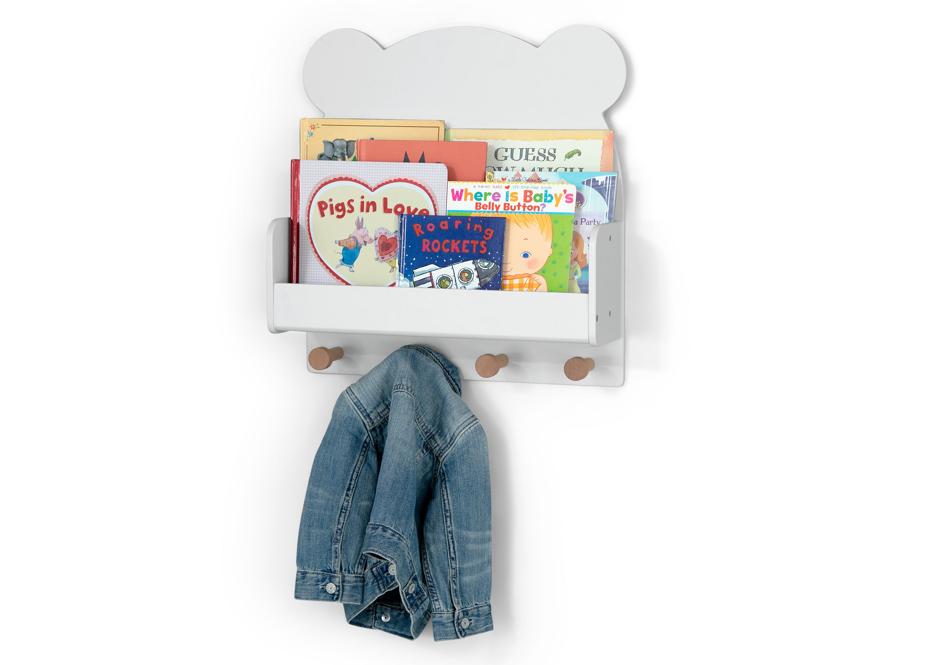 Brannan Bear Wall Shelf with 4 Hooks - Rustic Wooden Floating Shelf for Entryway, Bathroom & Bedroom Organization - Perfect for Hanging Coats, Towels & Decor