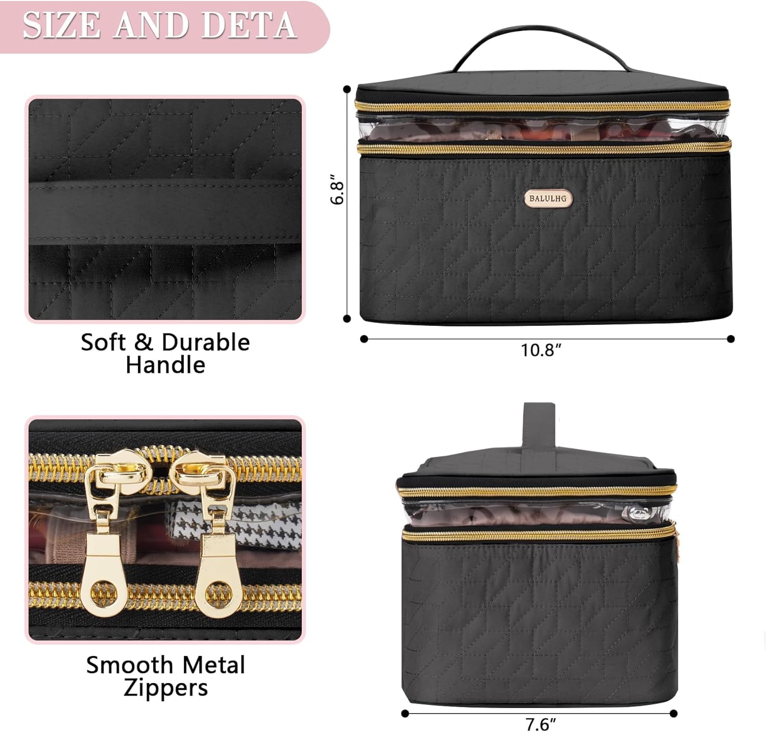 Large Travel Makeup Bag for Women - Double Layer Cosmetic Organizer with Brush Holder & Toiletry Essentials | Perfect for Vacation, Gym, Business Trips & Daily Use