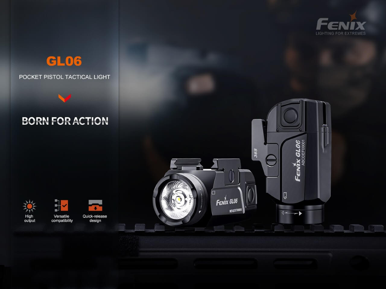 Fenix GL06 Compact Tactical LED Flashlight for Pistols - Open Box - Ideal for Home Defense, Hunting & Outdoor Adventures
