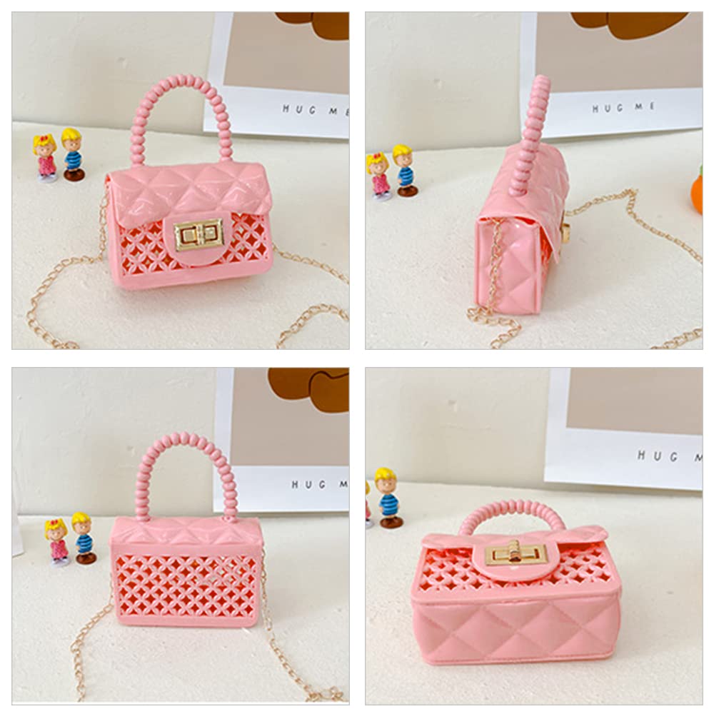 **Pink Silicone Hollow-Out Crossbody Bag for Toddler Girls - Cute Little Handbag, Wallet & Shoulder Purse for Candy, Toys & Daily Use**