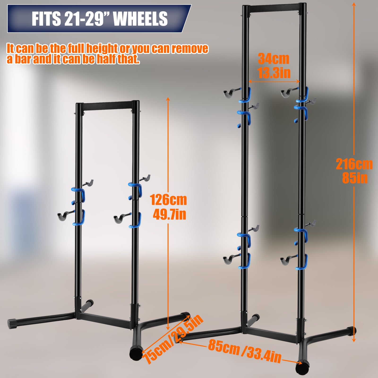 Heavy Duty Freestanding Bike Storage Rack for Garage - Holds 4 Bikes Up to 240lbs, Adjustable Arms Vertical Bike Stand for MTB & Road Bikes - Space Saving Gravity Bike Holder for Indoor Cycling Storage & Organization