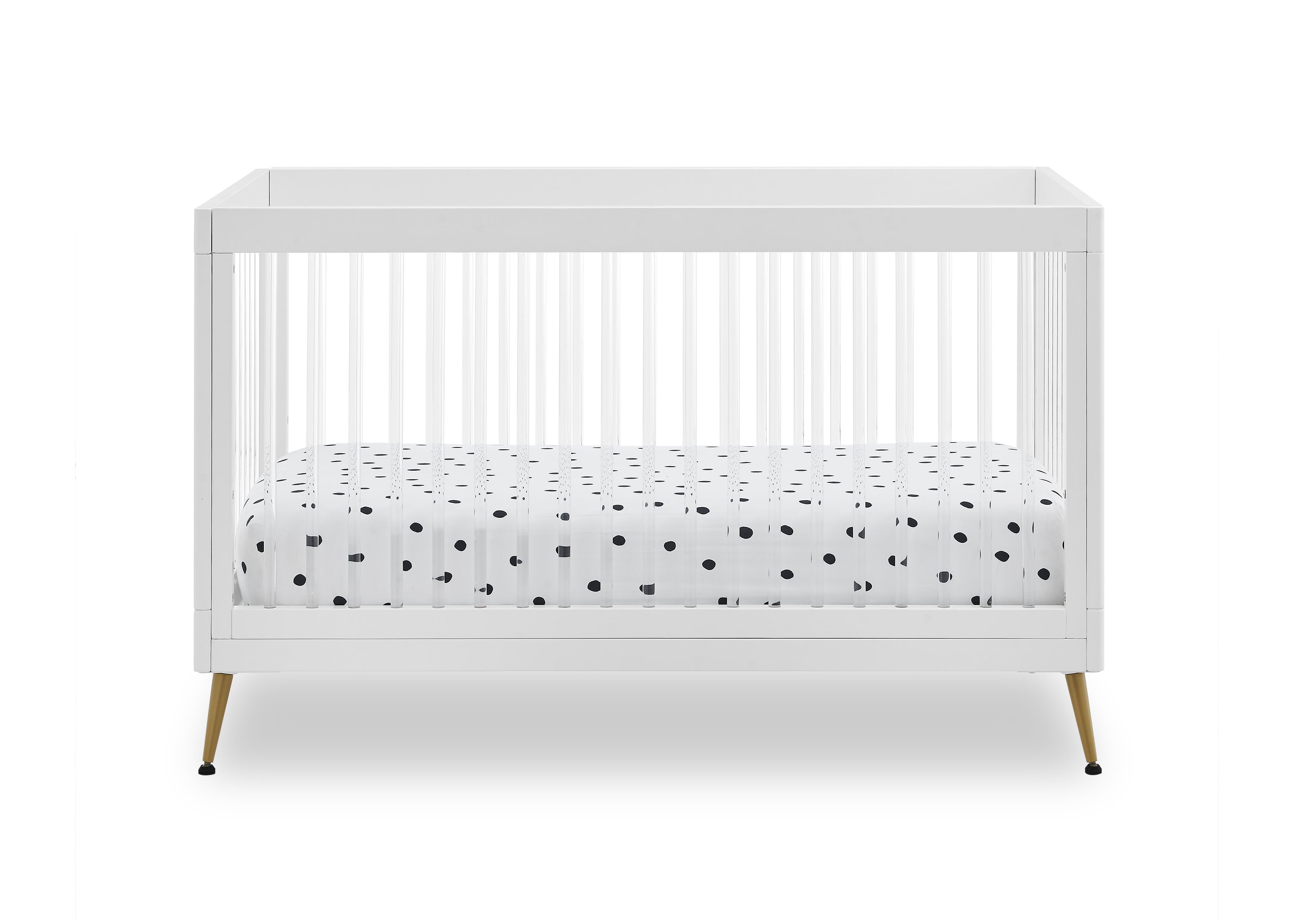 Sloane 4-in-1 Convertible Acrylic Baby Crib - Modern Nursery Furniture for Newborns, Toddlers & Kids (Daybed, Twin Bed Conversion)