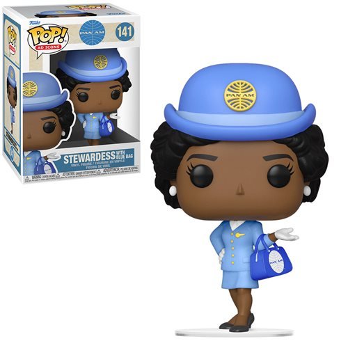 Funko Pop! Vinyl Figure - Pan Am Stewardess with Blue Bag [Ad Icons Collection #141] | Vintage Airline Collectible for Display & Gifting