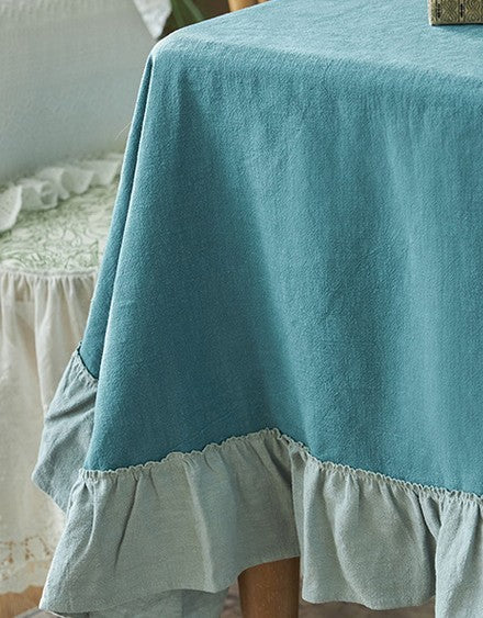 Extra Large Rectangle Tablecloth - Modern Blue Dining Table Cover for Home Decor, Ramie Fabric for Round or Square Tables | Perfect for Dinner Parties, Weddings & Holiday Gatherings
