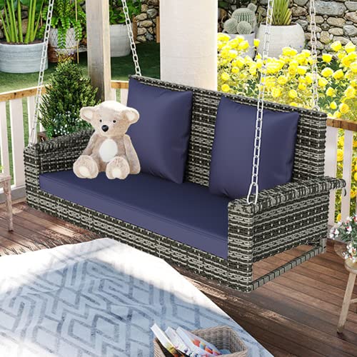 Gray Wicker+blue Cushion