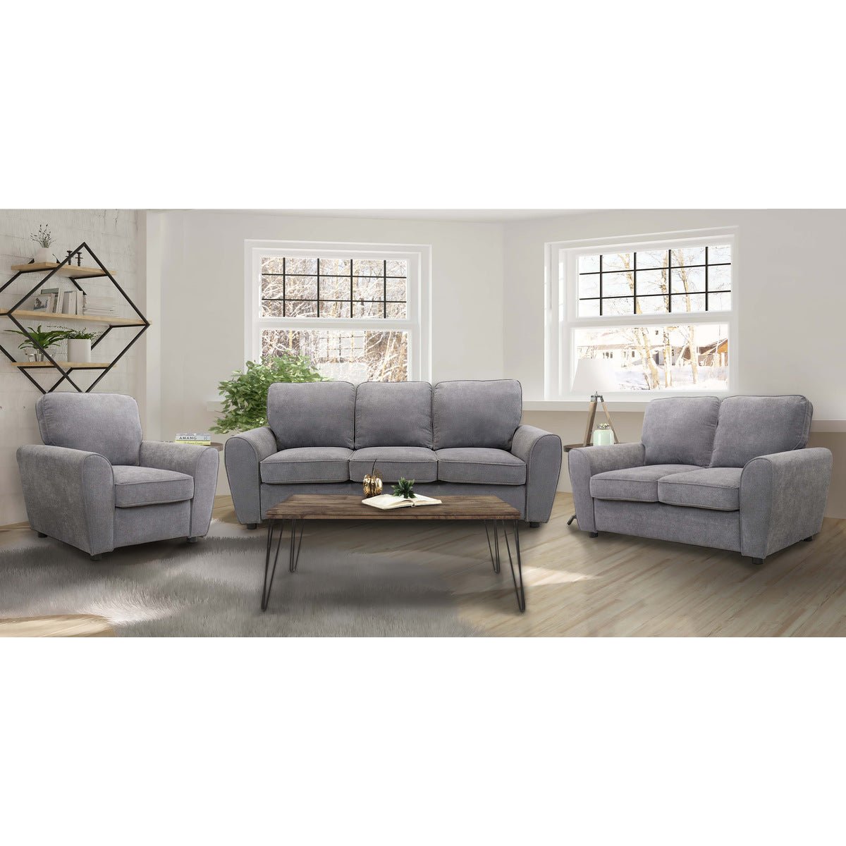 Bethany Collection Grey Fabric Sofa - Modern Living Room Couch for Comfortable Seating & Stylish Home Decor
