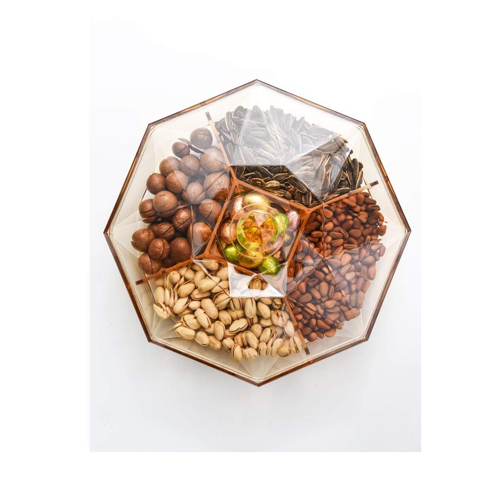 WCHCJ Snack Storage Box with Lid - 6-Compartment Candy & Dried Fruit Organizer Tray - BPA-Free Plastic Serving Dish for Coffee Table, Living Room, Party, and Office Snacks