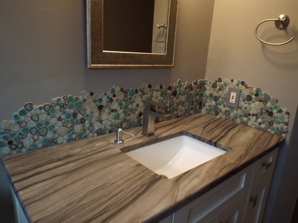 Pebble Porcelain Tile Turquoise Green Cream & Coffee Mosaic - Waterproof Ceramic Floor & Wall Tiles (10 Sq Ft) - Perfect for Kitchen Backsplash, Bathroom Shower, Pool Area & Outdoor Flooring