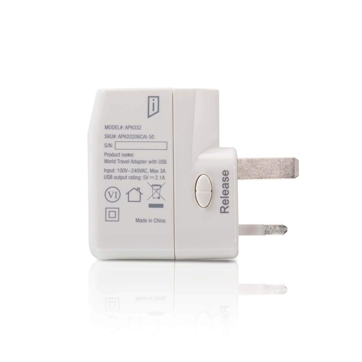 iStore World Travel Adapter with Dual USB Ports - Universal International Power Plug Converter for USA Europe UK Asia - Perfect for Business Travelers & Vacation Charging Needs