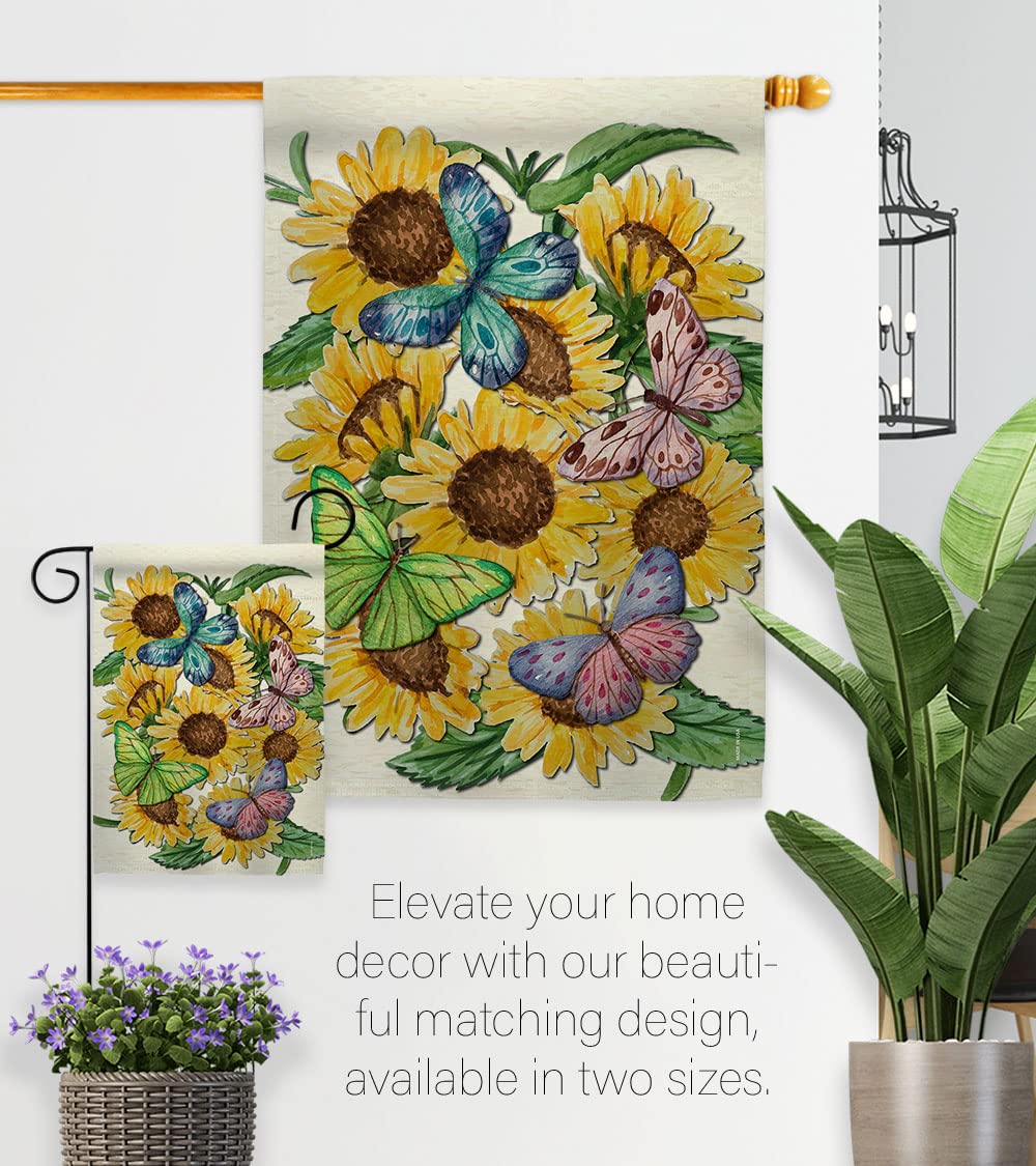 Sunflower Butterfly House Flag Set 28x40