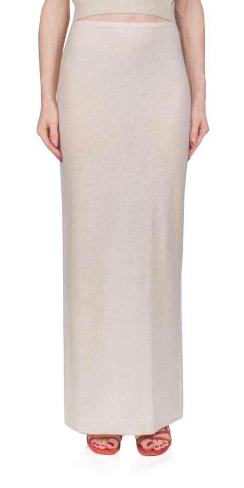 Emma Women's Soft Cashmere Skirt in Oatmeal - Elegant Winter Midi Skirt for Office, Party & Casual Wear