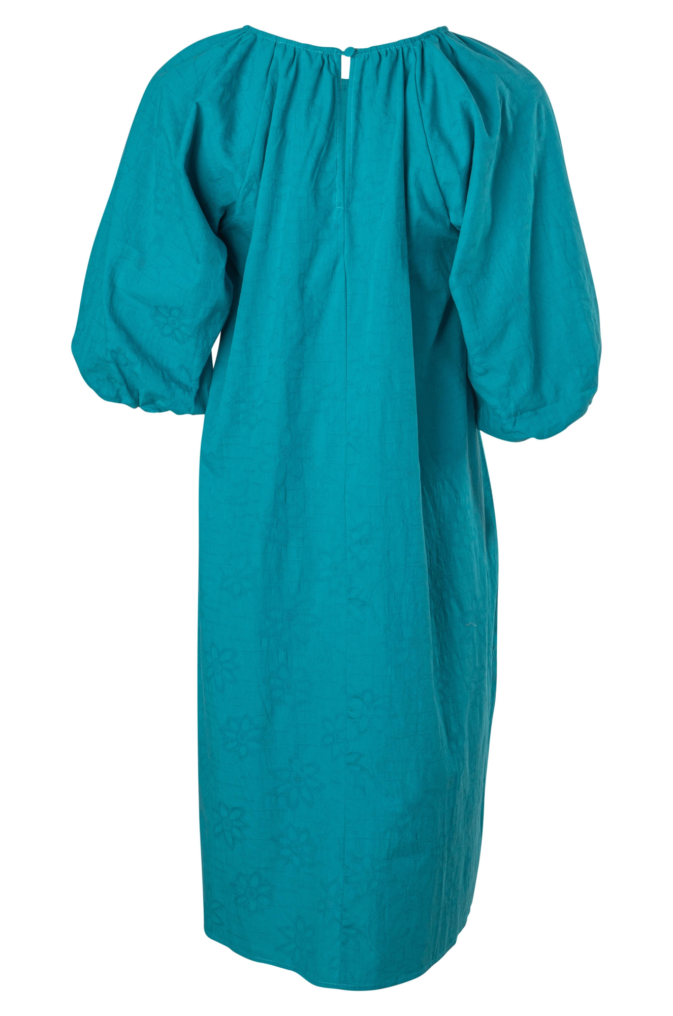 100% Cotton Jacquard Floral Dress for Women - Elegant Teal Blue Summer Maxi Dress with Allover Flower Pattern | Perfect for Beach Vacations, Date Nights and Casual Outings