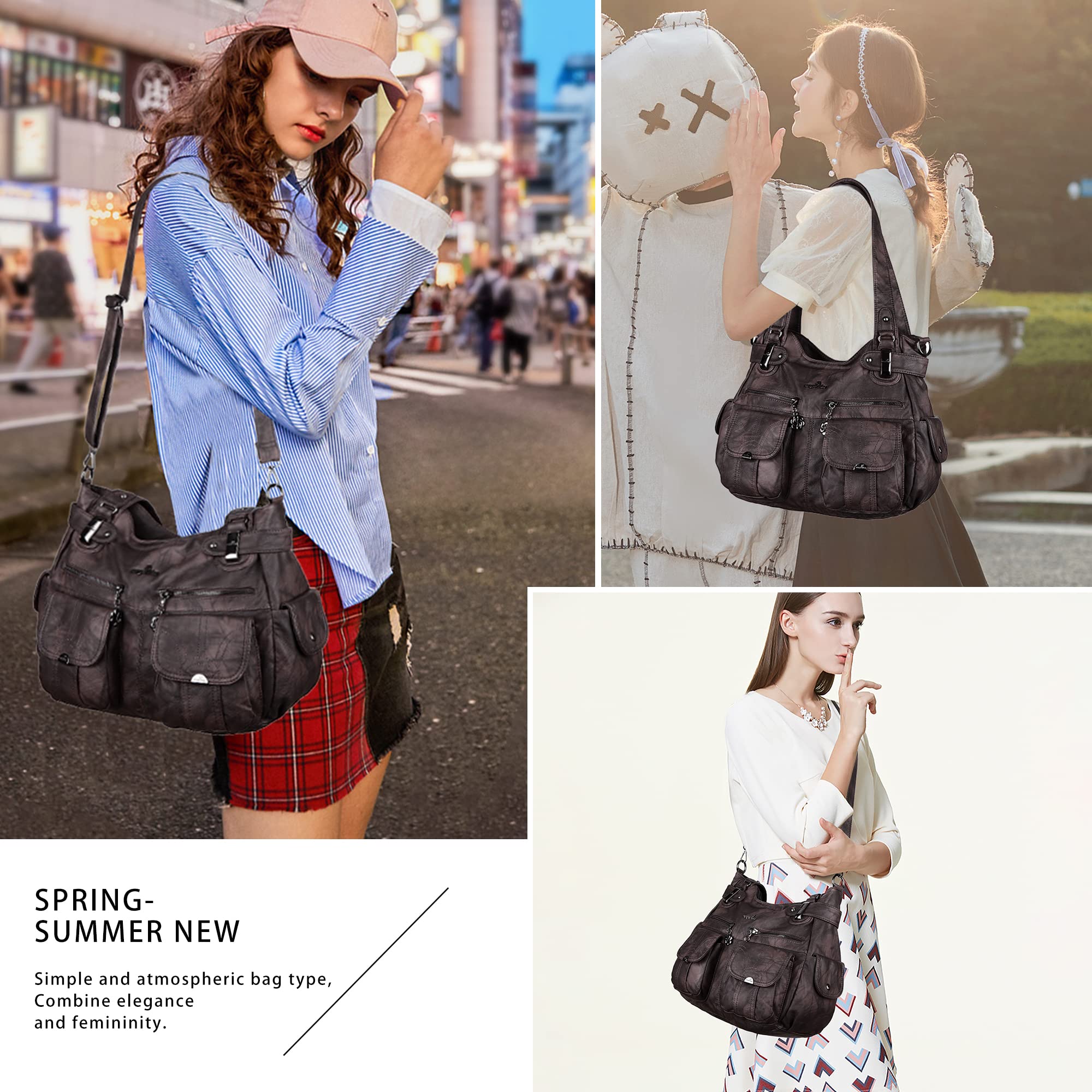 Women's Fashion Washed Leather Handbags - Tote, Shoulder, Top Handle & Satchel Bags for Work, Travel & Everyday Use | Stylish Hobo Purses & Accessories