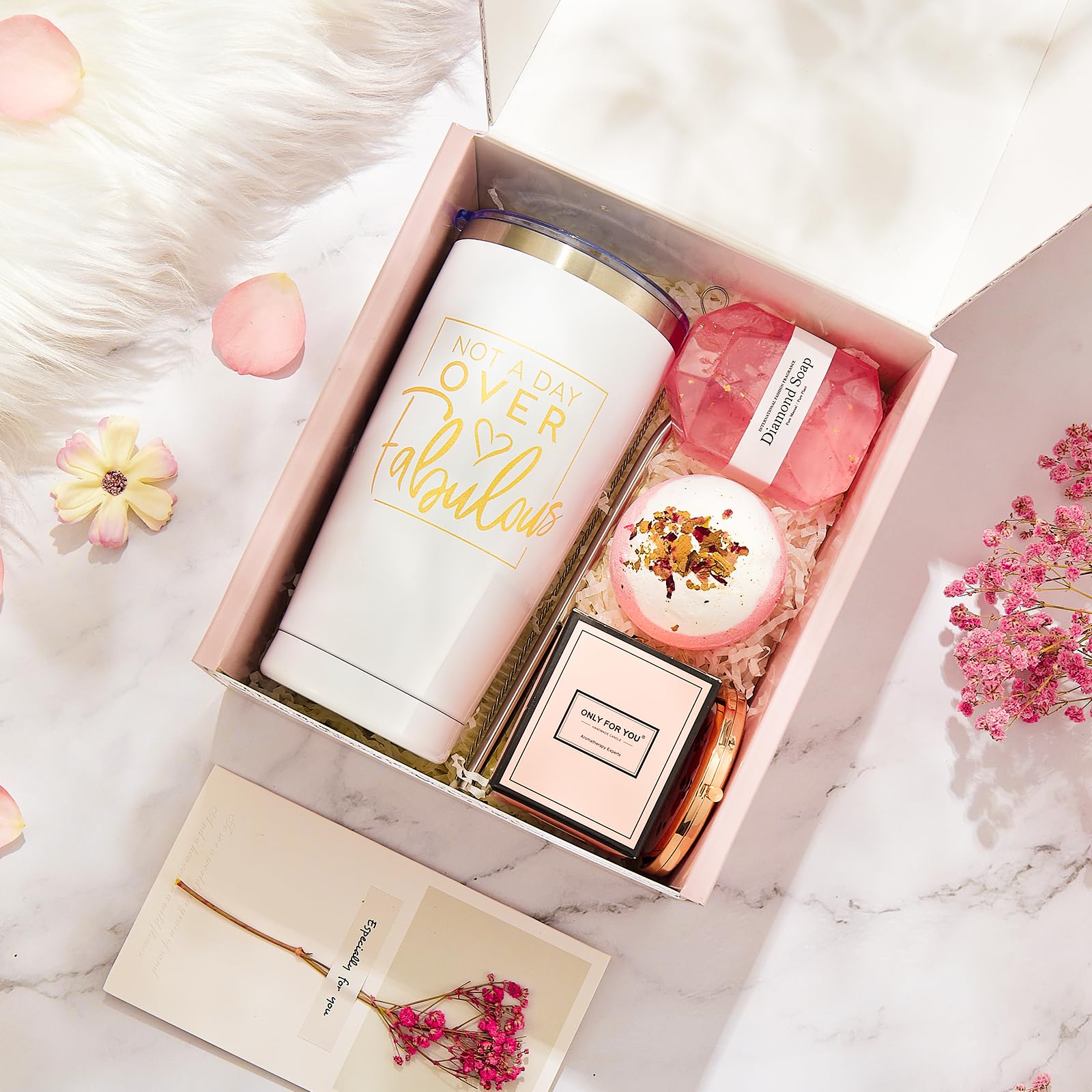 Relaxing Spa Gift Box Set for Women - Birthday Gifts for Mom, Sister & Best Friend | Luxury Self-Care Basket with Bath Bombs, Candles & More | Perfect for Birthdays, Mother's Day & Stress Relief