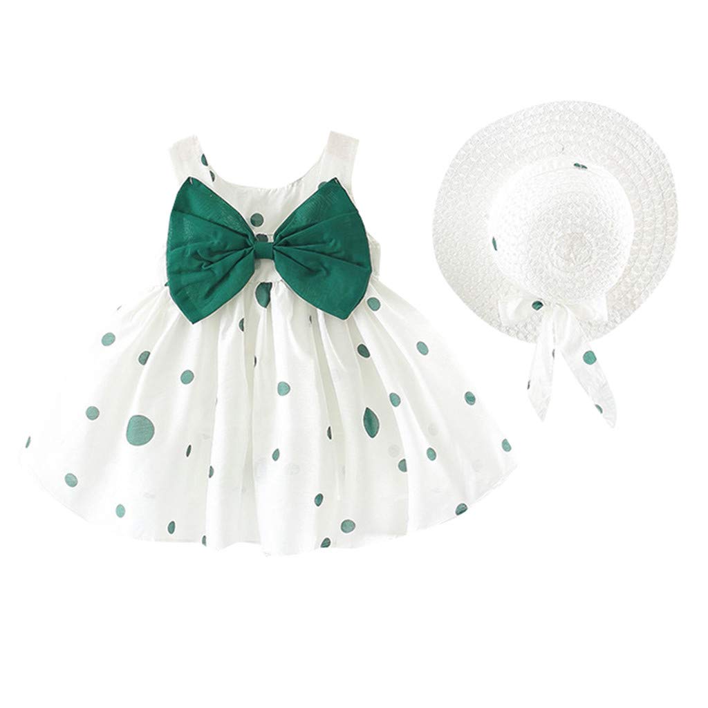Baby Girls Dresses | Toddler Casual Sleeveless Polka Dot Princess Swing Dress with Bowknot | Perfect for Birthday Parties, Photo Shoots & Summer Outings