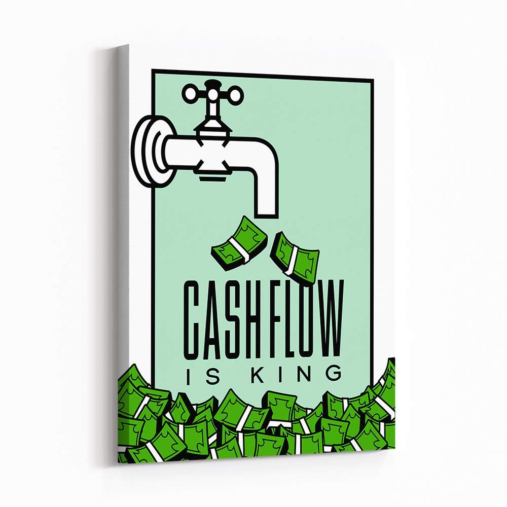 Inktuitive 'Cashflow is King' Motivational Canvas Wall Art - Premium High Resolution 24x18 Inch Ready-to-Hang Office & Home Decor | Large Inspirational Wall Art for Living Room, Bedroom or Office