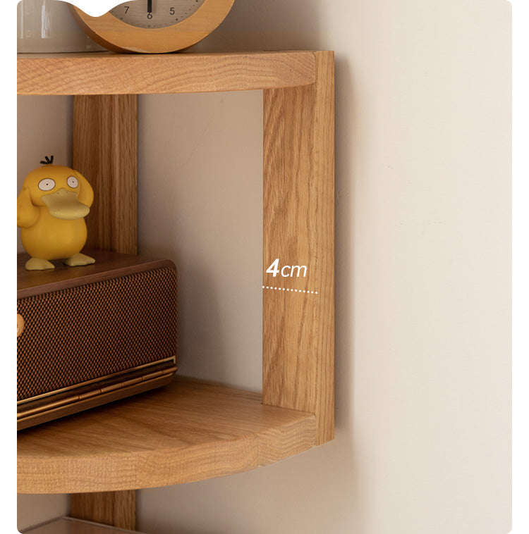 Solid Oak Wood Corner Table Shelf - Rustic Farmhouse Style for Living Room, Bedroom & Office Storage & Decor