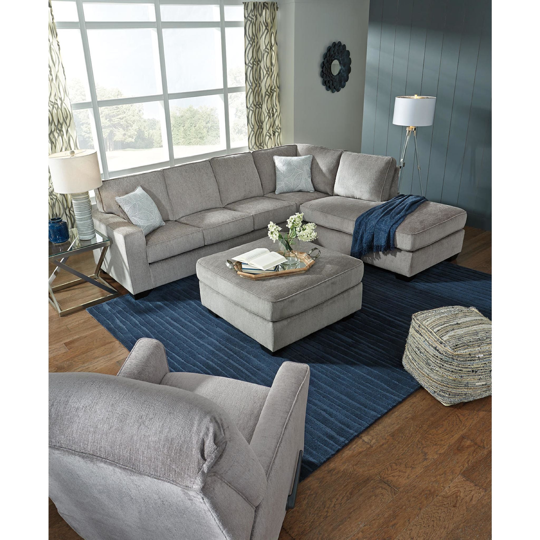 Altari Oversized Accent Ottoman - Large Round Storage Footrest Pouf with Removable Cover, Perfect for Living Room, Bedroom & Home Decor