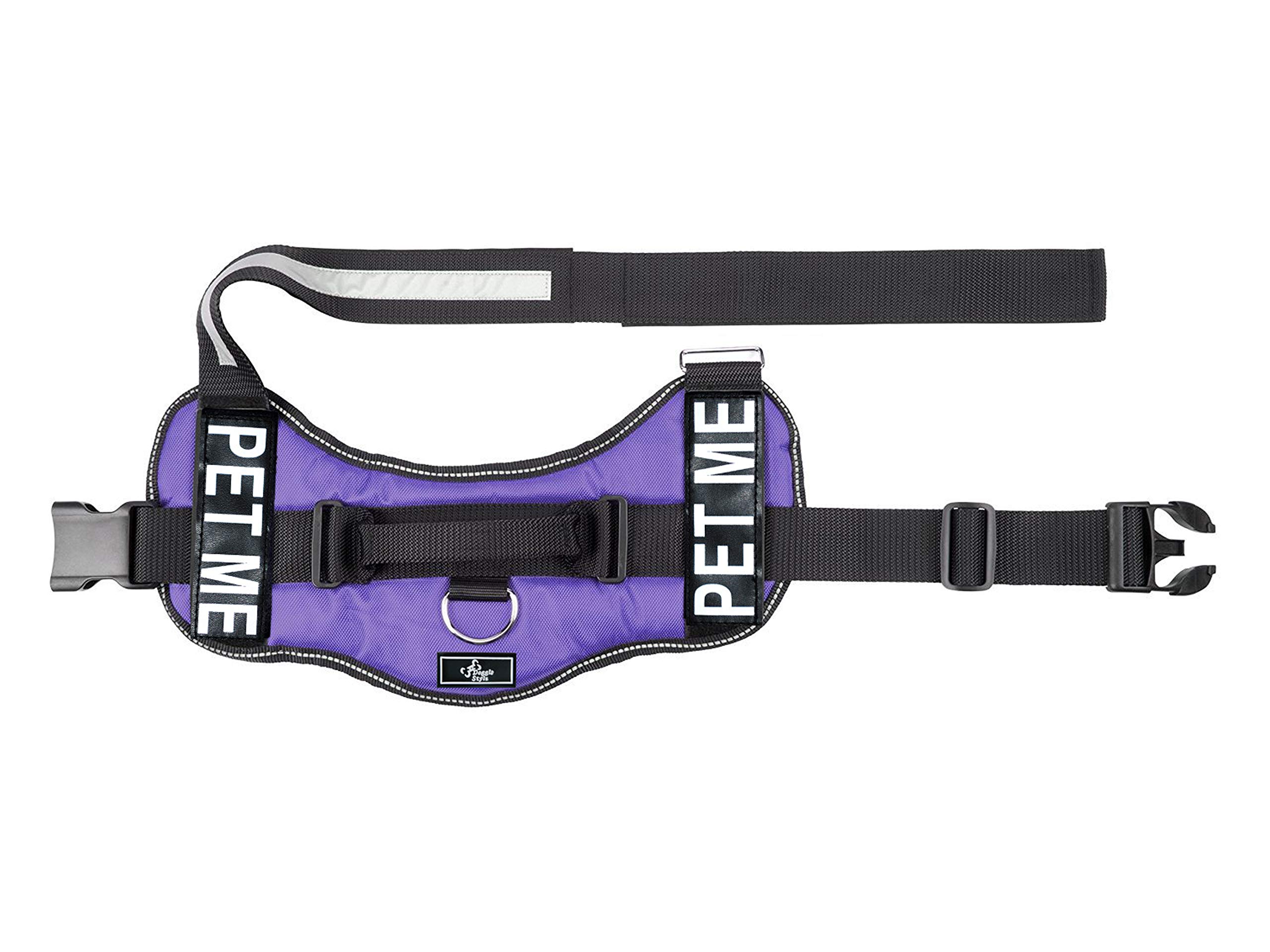 Doggie Stylz Adjustable Dog Harness with Removable Patches & Reflective Trim - Includes 2 PET ME Reflective Hook & Loop Patches (24-31