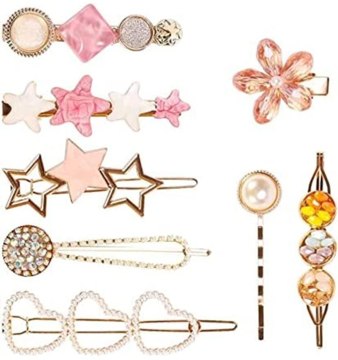Rubela 8-Piece Korean Style Pearl Hair Clip Set - Elegant Marble Alligator Bobby Pins & Duckbill Hairpins for Women | Perfect for Weddings, Parties & Everyday Hair Accessories