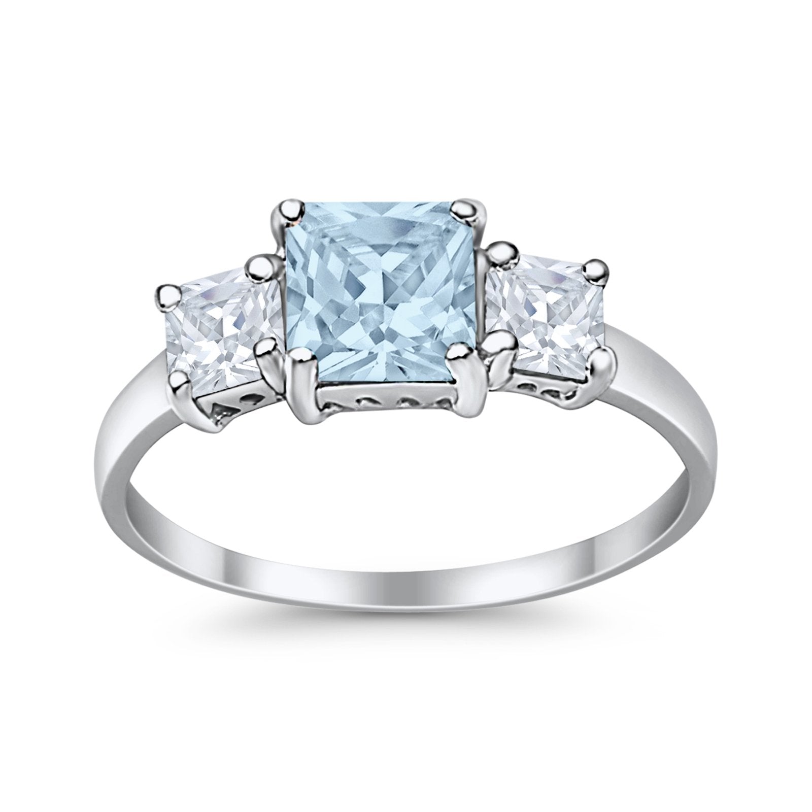 3 Stone Princess Cut Cubic Zirconia Ring - 925 Sterling Silver Fashion Jewelry for Women - Perfect for Weddings, Anniversaries & Special Occasions