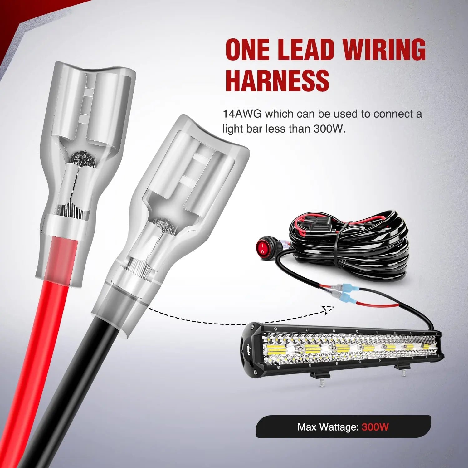 20 Inch 288W 28800LM Triple Row Spot Flood LED Light Bar Kit with 14AWG Wire & 3Pin Switch - Perfect for Off-Road Trucks, ATVs, UTVs, and Marine Applications