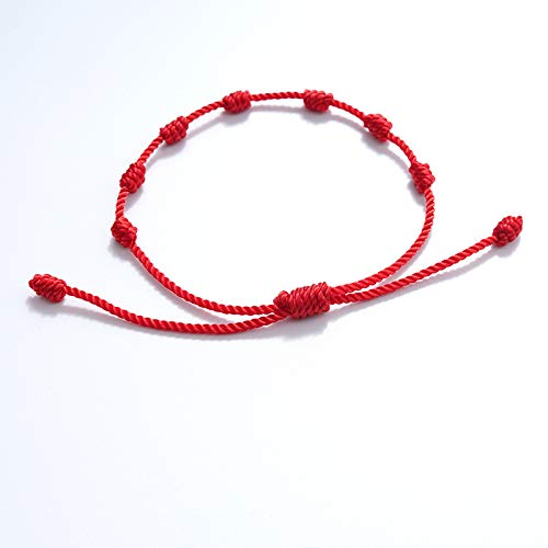 Handmade 7 Knots Red String Bracelet - Lucky Charm for Success, Prosperity & Protection | Bling Friendship Jewelry for Women, Men, Couples & Teens | Perfect for Gifts, Daily Wear & Spiritual Blessings